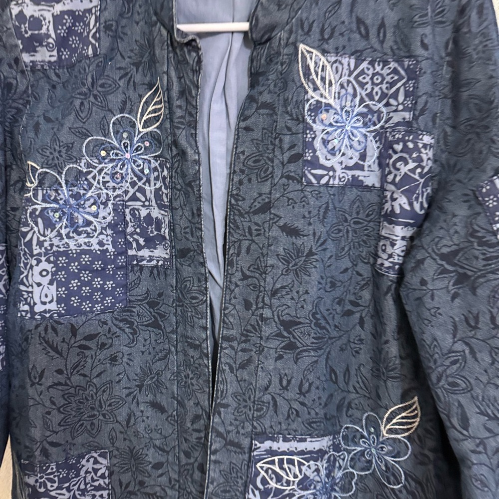 Alfred Dunner Blue Patchwork Embroidered Jacket W… - image 8